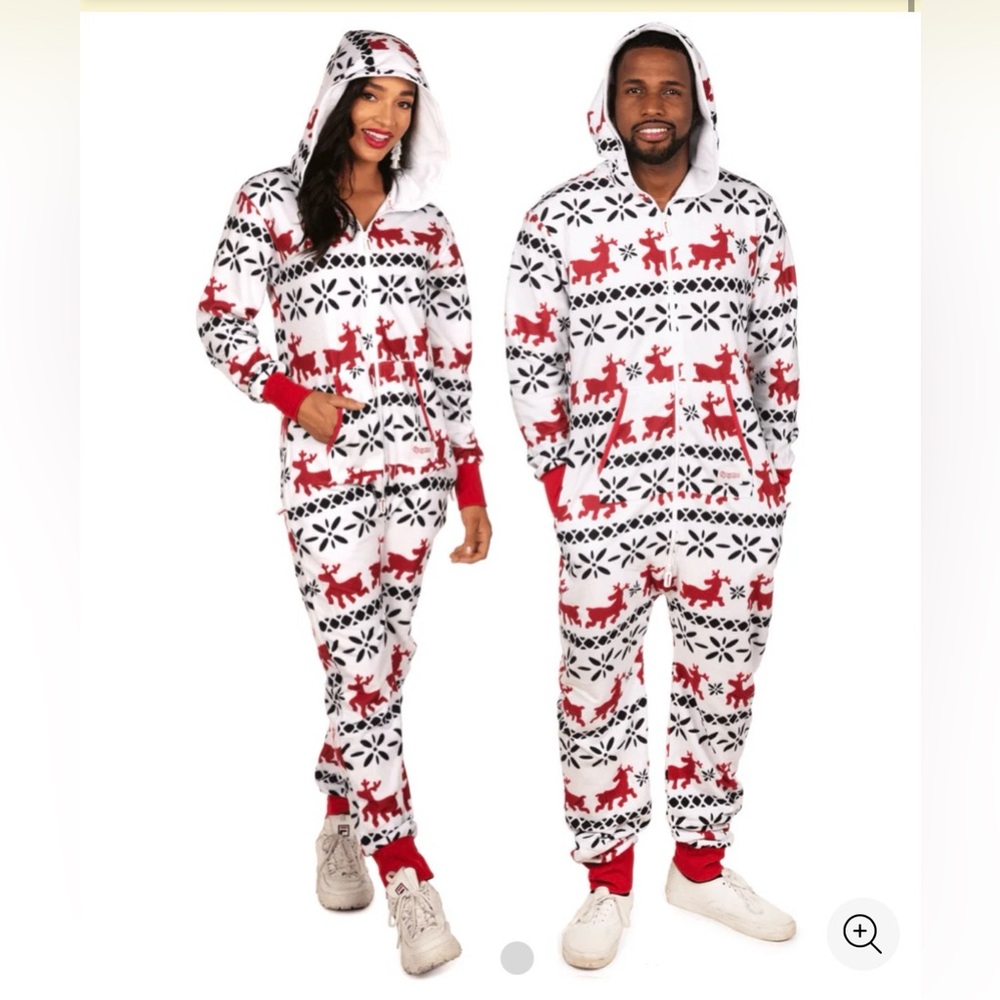 Tipsy Elves Red and White Reindeer Onesie / Jumpsuit- NWT - Unisex